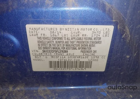 2015 Nissan Versa Note S (Sr)/S Plus/Sl/Sr/Sv z USA, uszkodzony, nr VIN 3N1CE2CP5FL376369